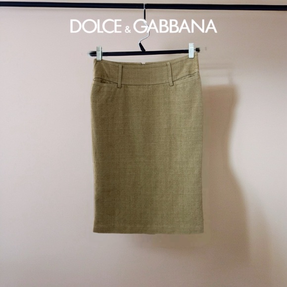 🚨 Dolce&Gabbana Beige Pencil Skirt, IT 40 / US 4 - Picture 1 of 5